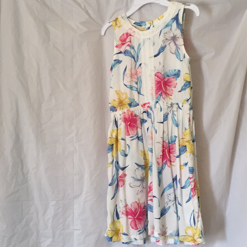 Carter’s Girl white Floral Dress Pink Blue Yellow